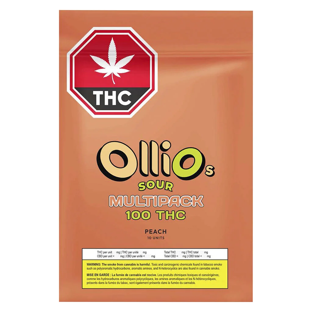 Olli O's - 100 THC Multipack Sour Peach Gummies - 10x1 Pack