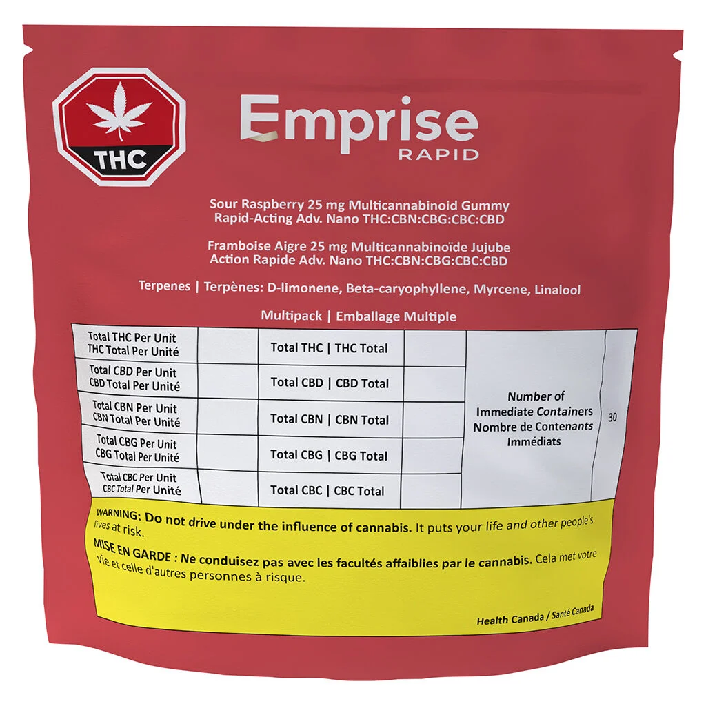 Emprise Rapid - Sour Raspberry 25 Multicannabinoid Gummy - 30x1 Pack