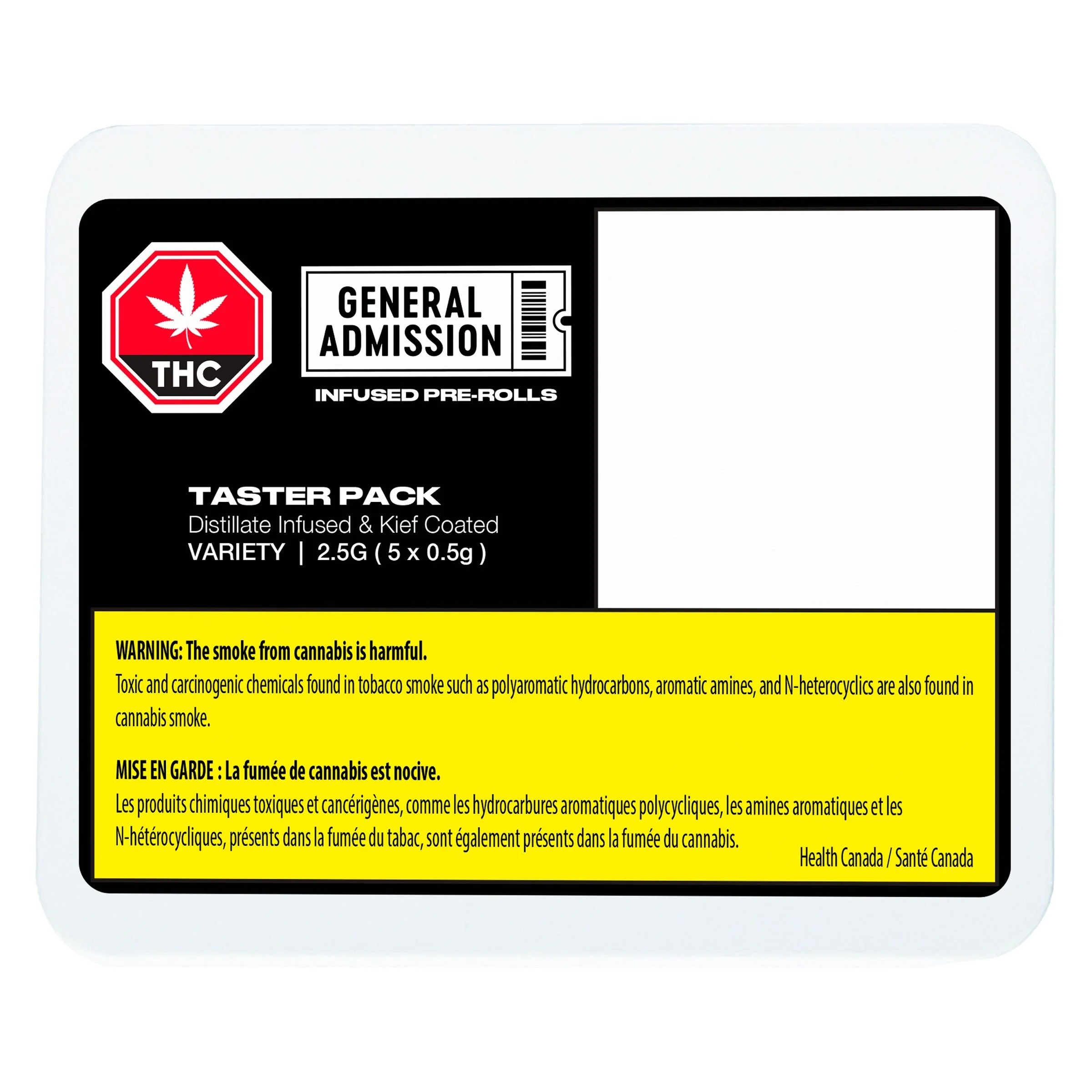 General Admission - Taster Pack Distillate Infused Pre-Roll - 5x0.5g