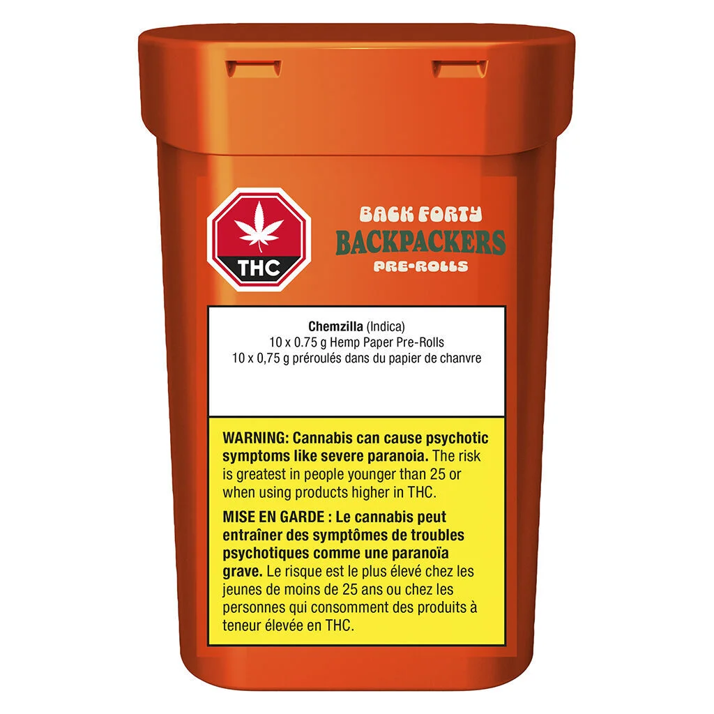 Back Forty - Backpackers Pre-Roll - Chemzilla - 10x0.75g