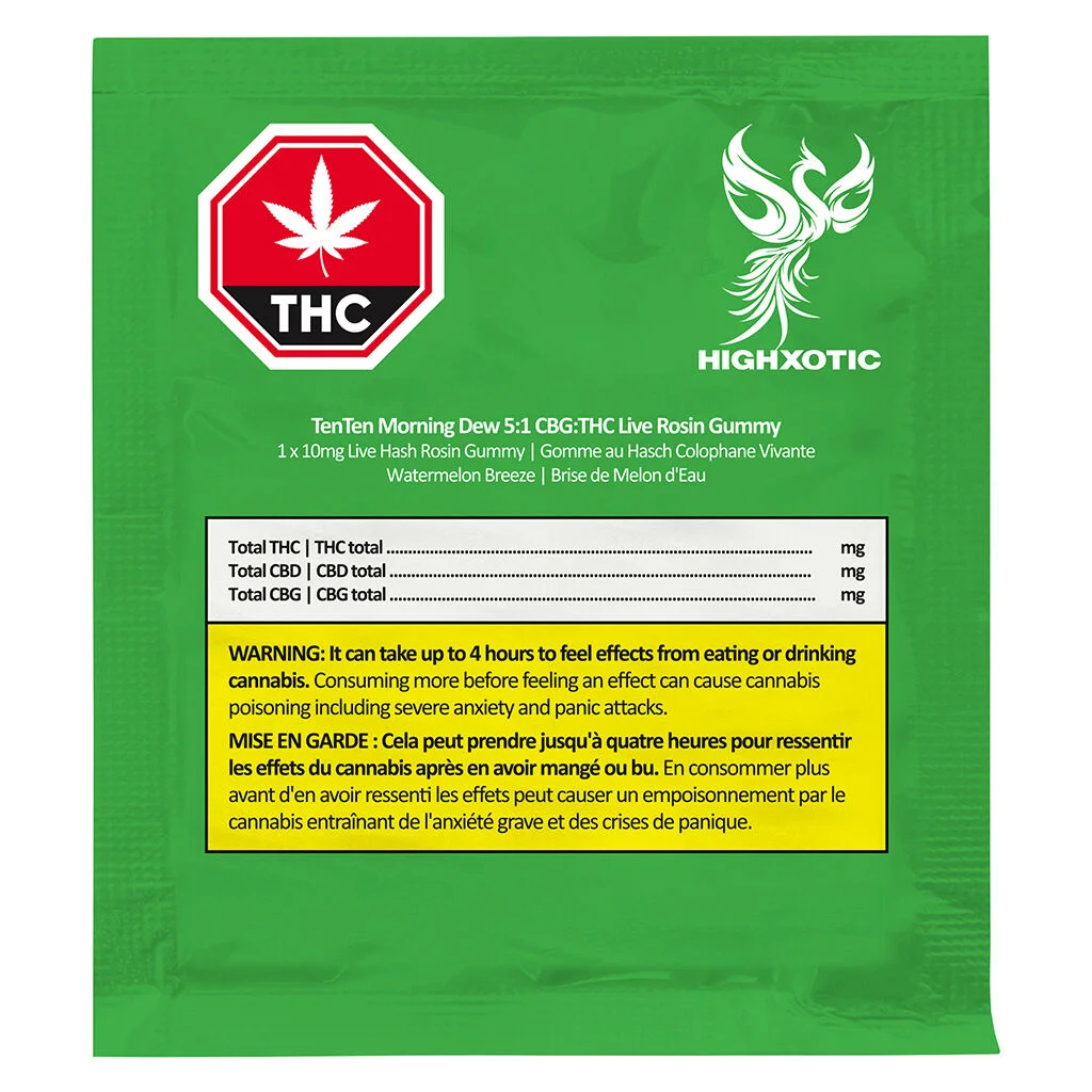 HighXotic - TenTen Morning Dew 5:1 CBG:THC Live Rosin Gummy - 1 Pack
